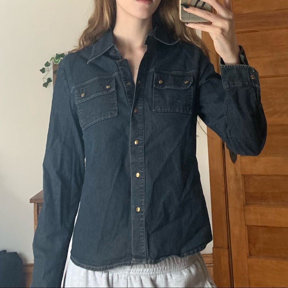 Deep blue jean shirt!
